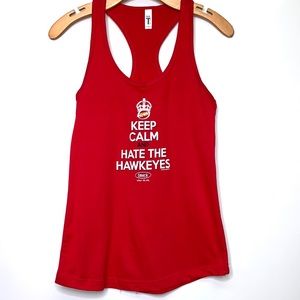 NWOT KEEP CALM AND HATE Hawkeyes Red Racerback